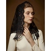 image:imageBEAUTELICATE Vintage Lace Chapel Veil Tassel Trim Mass Headcovering Catholic Church Veil Elegant Retro Bridal AccessoryBlack