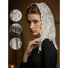 image:imageBEAUTELICATE Vintage Lace Chapel Veil Tassel Trim Mass Headcovering Catholic Church Veil Elegant Retro Bridal AccessoryOffwhite