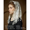 image:imageBEAUTELICATE Vintage Lace Chapel Veil Tassel Trim Mass Headcovering Catholic Church Veil Elegant Retro Bridal AccessoryOffwhite