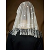 image:imageBEAUTELICATE Vintage Lace Chapel Veil Tassel Trim Mass Headcovering Catholic Church Veil Elegant Retro Bridal AccessoryOffwhite
