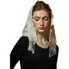 image:imageBEAUTELICATE Vintage Lace Chapel Veil Tassel Trim Mass Headcovering Catholic Church Veil Elegant Retro Bridal AccessoryOffwhite