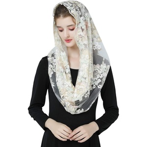 image:imageBEAUTELICATE 1st Communion Veil  Catholic Mantilla and Chapel Veil for Church Easter Latin MassChampagneinfinity