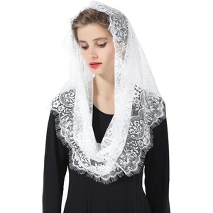 image:imageBEAUTELICATE Catholic Chapel Veil Easter Mantilla Latin Mass Church Cathedral Head Covering Infinity Lace ScarfStyle2off White
