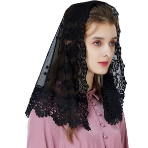 image:imageBEAUTELICATE Lace Veil For Church Catholic Cathedral Chapel Mantilla 1st Communion Head Covering Latin Mass EasterBlack 2