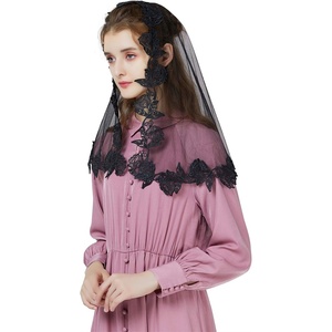 image:imageBEAUTELICATE Lace Veil For Church Catholic Cathedral Chapel Mantilla 1st Communion Head Covering Latin Mass EasterBlack 3