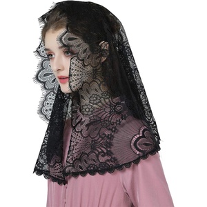 image:imageBEAUTELICATE Lace Veil For Church Catholic Cathedral Chapel Mantilla 1st Communion Head Covering Latin Mass EasterBlack 4