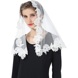 image:imageBEAUTELICATE Lace Veil For Church Catholic Cathedral Chapel Mantilla 1st Communion Head Covering Latin Mass EasterIvory 3
