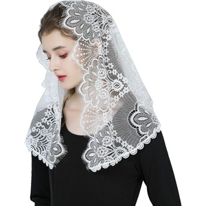image:imageBEAUTELICATE Lace Veil For Church Catholic Cathedral Chapel Mantilla 1st Communion Head Covering Latin Mass EasterIvory 4