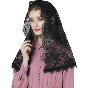 image:imageBEAUTELICATE Princess Eyelash Veil Chapel Veil Church Veil Catholic Mantilla Easter Latin Mass Head CoveringBlack