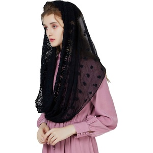 image:imageCatholic Mantilla Chapel Veil Easter Latin Mass Halloween Church Cathedral Head Covering Infinity Lace ScarfBlack