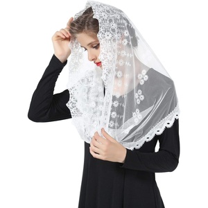 image:imageCatholic Mantilla Veil Cathedrals Church Chapel Lace Veil Easter Latin Mass Vintage Scarf Head Covering Off White Black Ivory