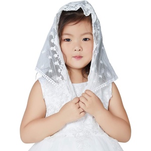 image:imageLittle Girls Chapel Veil Church Catholic Mantilla Communion Lace Head Covering Latin MassOff Whited Shape