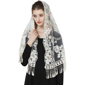 image:imageTassel Lace Chapel Veil Floral Lace Wrap Mantilla Vintage Shawl Scarf More StylesChampagne