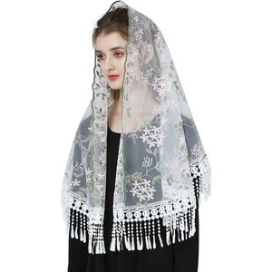 image:imageTassel Lace Chapel Veil Floral Lace Wrap Mantilla Vintage Shawl Scarf More StylesGreen