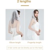 image:imageBEAUTELICATE 1 Tier Wedding Bridal Veil Pencil Edge Ivory White Fingertip Cathedral More LengthWhite