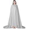 image:imageBEAUTELICATE Bridal Cloak Womens Wedding Hooded Cape Poncho Full Length Trailing Cape PhotographySilver