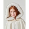 image:imageBEAUTELICATE Flower Girl Hooded Cape Wool Cloak Hood with Fur Trim Wedding BridesmaidIvory