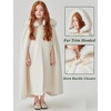 image:imageBEAUTELICATE Flower Girl Hooded Cape Wool Cloak Hood with Fur Trim Wedding BridesmaidIvory