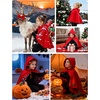 image:imageBEAUTELICATE Girl Hooded Cape Wool Blend Cloak Pure Cotton Lining Hallows Christmas CosplayRed