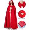 image:imageBEAUTELICATE Hooded Cloak Wedding Cape for Women Bridal Winter Robe Wool Blend Halloween Costume ChristmasApple Redfull Length 50