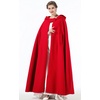image:imageBEAUTELICATE Hooded Cloak Wedding Cape for Women Bridal Winter Robe Wool Blend Halloween Costume ChristmasApple Redfull Length 50