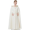 image:imageBEAUTELICATE Hooded Cloak Wedding Cape for Women Bridal Winter Robe Wool Blend Halloween Costume ChristmasIvoryfull Length 50