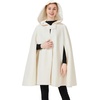 image:imageBEAUTELICATE Hooded Cloak Wedding Cape for Women Bridal Winter Robe Wool Blend Halloween Costume ChristmasIvoryhalf Length 35