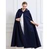image:imageBEAUTELICATE Hooded Cloak Wedding Cape for Women Bridal Winter Robe Wool Blend Halloween Costume ChristmasNavy Bluefull Length 50