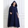 image:imageBEAUTELICATE Hooded Cloak Wedding Cape for Women Bridal Winter Robe Wool Blend Halloween Costume ChristmasNavy Bluefull Length 50