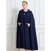 image:imageBEAUTELICATE Hooded Cloak Wedding Cape for Women Bridal Winter Robe Wool Blend Halloween Costume ChristmasNavy Bluefull Length 50