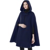 image:imageBEAUTELICATE Hooded Cloak Wedding Cape for Women Bridal Winter Robe Wool Blend Halloween Costume ChristmasNavy Bluehalf Length 35