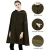 image:imageBEAUTELICATE Hooded Cloak Wedding Cape for Women Bridal Winter Robe Wool Blend Halloween Costume ChristmasVintage Greenhalf Length 35