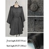 image:imageBEAUTELICATE Women Tweed Hooded Belted Cloak Buttons Closure Sleeveless Satin Lining Wool PonchoBlack Grey