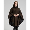 image:imageBEAUTELICATE Women Tweed Hooded Belted Cloak Buttons Closure Sleeveless Satin Lining Wool PonchoBrown