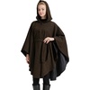 image:imageBEAUTELICATE Women Tweed Hooded Belted Cloak Buttons Closure Sleeveless Satin Lining Wool PonchoBrown