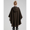 image:imageBEAUTELICATE Women Tweed Hooded Belted Cloak Buttons Closure Sleeveless Satin Lining Wool PonchoBrown