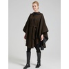 image:imageBEAUTELICATE Women Tweed Hooded Belted Cloak Buttons Closure Sleeveless Satin Lining Wool PonchoBrown