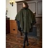 image:imageBEAUTELICATE Women Tweed Hooded Belted Cloak Buttons Closure Sleeveless Satin Lining Wool PonchoMoss Green
