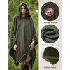 image:imageBEAUTELICATE Women Wool Cloak with Hood Open Front Warm Cardigans Blanket Vintage PonchoForest Green
