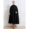 image:imageBEAUTELICATE Wool Blend Cloak Slit Sleeve 2 Pockets TurnDown Collar Fleece Cloak Winter CapeBlack