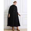 image:imageBEAUTELICATE Wool Blend Cloak Slit Sleeve 2 Pockets TurnDown Collar Fleece Cloak Winter CapeBlack