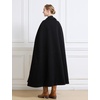 image:imageBEAUTELICATE Wool Blend Cloak Slit Sleeve 2 Pockets TurnDown Collar Fleece Cloak Winter CapeBlack