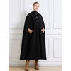 image:imageBEAUTELICATE Wool Blend Cloak Slit Sleeve 2 Pockets TurnDown Collar Fleece Cloak Winter CapeBlack