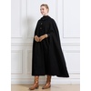 image:imageBEAUTELICATE Wool Blend Cloak Slit Sleeve 2 Pockets TurnDown Collar Fleece Cloak Winter CapeBlack