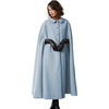 image:imageBEAUTELICATE Wool Blend Cloak Slit Sleeve 2 Pockets TurnDown Collar Fleece Cloak Winter CapeBlue