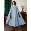 image:imageBEAUTELICATE Wool Blend Cloak Slit Sleeve 2 Pockets TurnDown Collar Fleece Cloak Winter CapeBlue