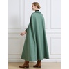 image:imageBEAUTELICATE Wool Blend Cloak Slit Sleeve 2 Pockets TurnDown Collar Fleece Cloak Winter CapeVintage Green