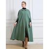 image:imageBEAUTELICATE Wool Blend Cloak Slit Sleeve 2 Pockets TurnDown Collar Fleece Cloak Winter CapeVintage Green