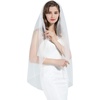 image:imageBEAUTELICATE 1 Tier Wedding Bridal Veil Pencil Edge Ivory White Fingertip Cathedral More LengthWhite