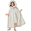 image:imageBEAUTELICATE Flower Girl Hooded Cape Wool Cloak Hood with Fur Trim Wedding BridesmaidIvory